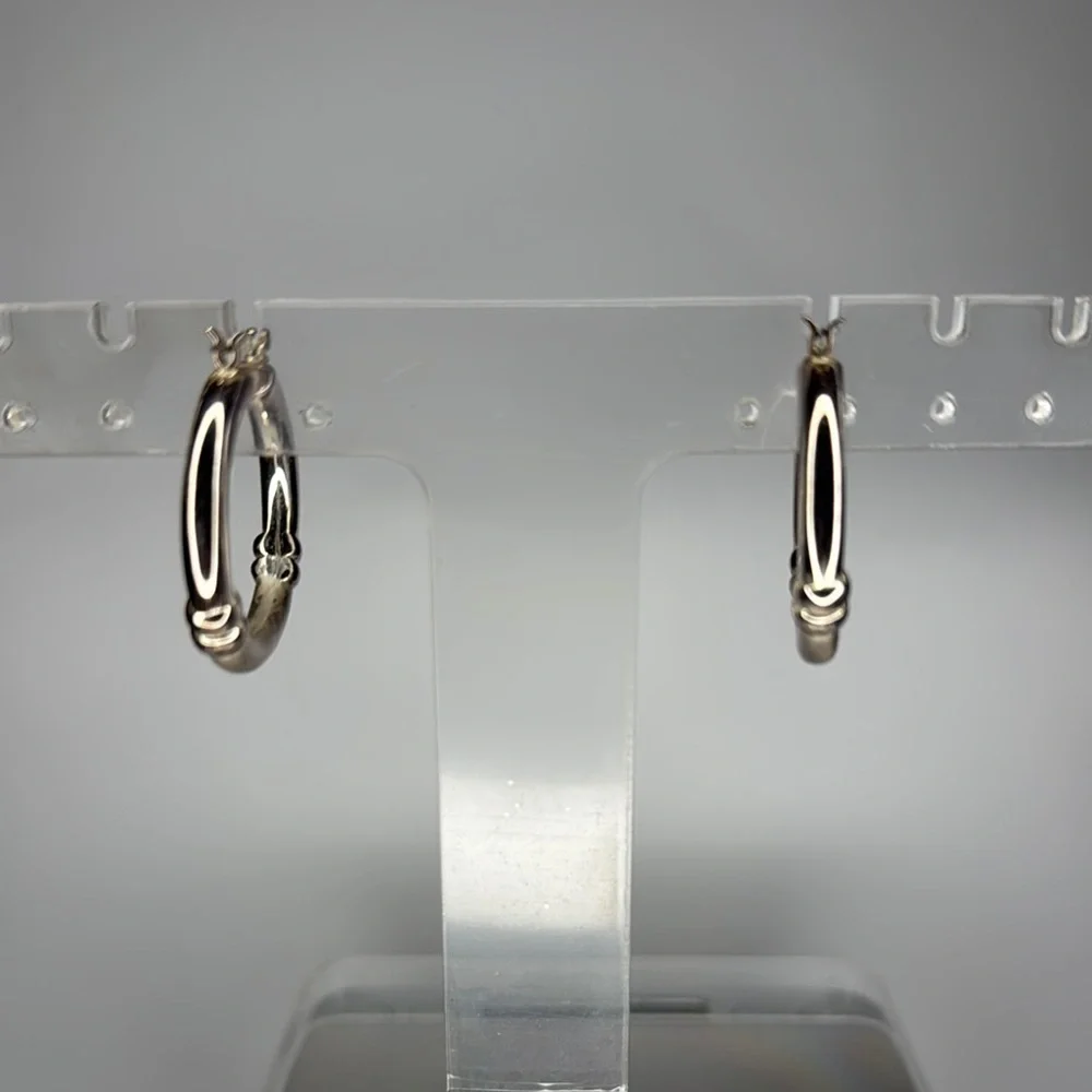 Modern Silver Double-Band Hoop Earrings
